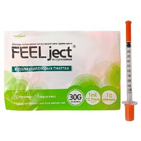 купить Шприцы инсулиновые FEELject 1.0 мл 30G (0.3х12.7 мм) 10 шт