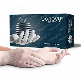 купить Перчатки Benovy нитриловые смотровые нестерильные белые L 3,5 гр 50 пар