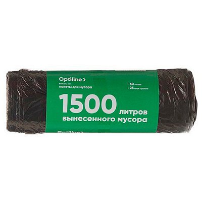 купить Пакеты для мусора ПНД 60х80 см 10 мкм 60 л OptiLine 25 шт/рул