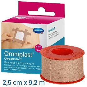 купить Пластырь нетканый Omniplast фиксирующий нестерильный 9,2 м х 2,5 см