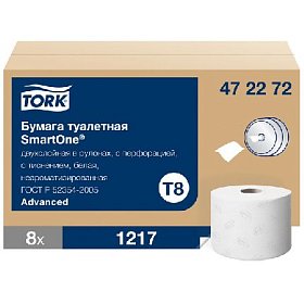 купить Tork SmartOne туалетная бумага с центр. вытяжкой, 2 сл., Adv. (8 шт/упак) аналог 472242