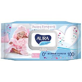 купить Салфетки влажные для детей AURA Ultra comfort 100 шт