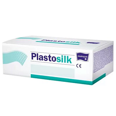 купить Пластырь фиксирующий нестерильный Plastosilk гипоаллергенный из шелка Matopat 2,5 см x 5 м, 22 шт