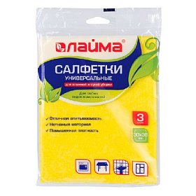 купить Салфетки универсальные LAIMA MEGA вискозные желтые 30х38 см 90 г/м2 3 шт