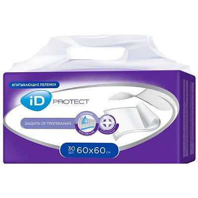 купить Пеленки одноразовые впитывающие iD Protect 60x60 30 шт