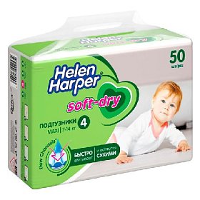 купить Детские подгузники Helen Harper Soft&Dry №4 Maxi 50 шт