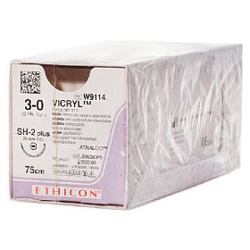 купить Викрил Ethicon W9114 3/0 75 см колющая игла 12 шт