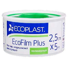 купить Пластырь медицинский фиксирующий полимерный EcoFilm plus 2,5 см х 5 м