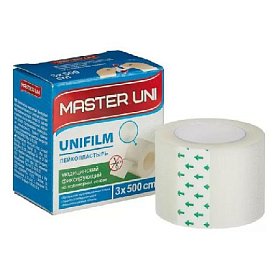 купить MASTER UNI UNIFILM Лейкопластырь 3 х 500 см на полимерной основе
