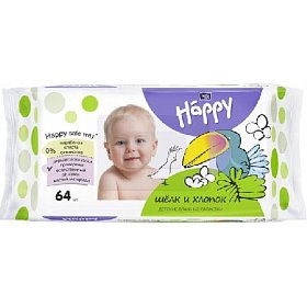 купить Салфетки влажные Bella Baby Happy Шелк и хлопок 64 шт