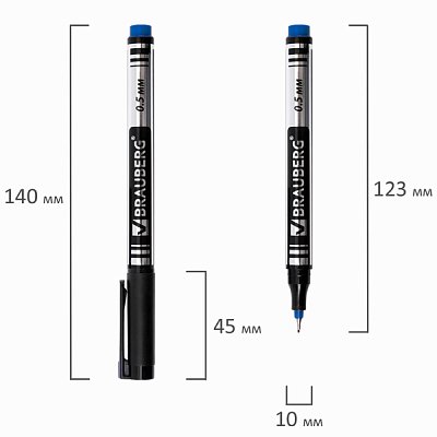купить Маркер перманентный BRAUBERG Jet синий металлический наконечник 0,5 мм