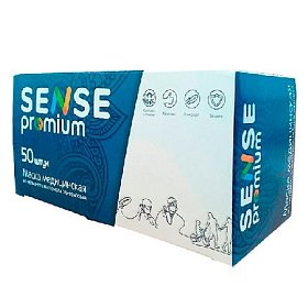 купить Маски SENSE Premium гипоаллергенные голубые 50 шт