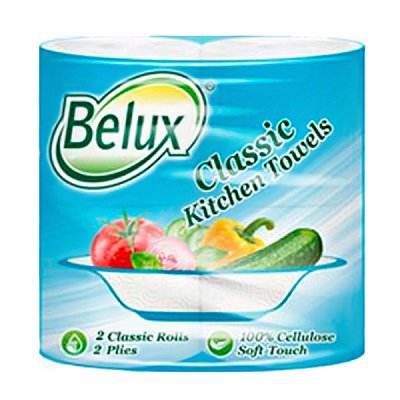 купить Бумажные полотенца Belux Classic двухслойные 2 рулона белые 9,5 м