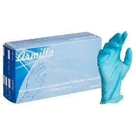купить Перчатки смотровые нитриловые неопудренные нестерильные Armilla голубой S 50 пар