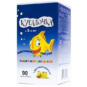 купить Кусалочка рыбий жир д/дет. жев. капс. 500мг №90