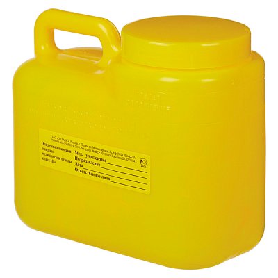 Емкость-контейнер 3 л ОЛДАНС, для острых медицинских отходов (Класс Б) жёлтый