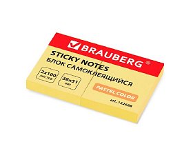 купить Блок самоклеящийся Brauberg стикеры желтый 38 х 51 мм 100 листов 2 шт