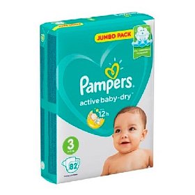 купить Подгузники детские Pampers Active Baby-Dry 3 размер 6-10 кг 82 шт