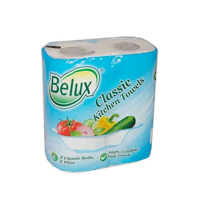 купить Бумажные полотенца Belux Classic двухслойные 2 рулона белые 9,5 м