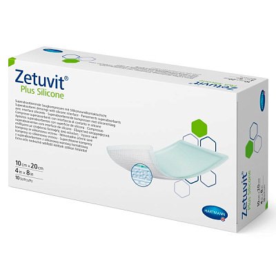 купить Повязка суперабсорбирующая Zetuvit Plus Silicone 10 х 20 см 10 шт