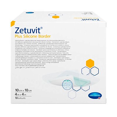 купить Повязка суперабсорбирующая Zetuvit Plus Silicone Border самоклеющаяся 10 х 10 см 10 шт