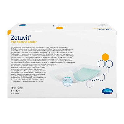 купить Повязка суперабсорбирующая Zetuvit Plus Silicone Border самоклеющаяся 15 х 25 см 10 шт