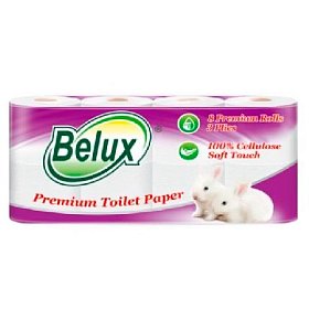 купить Туалетная бумага Belux, 3-сл, 8 рул., белая,18м.,150л.