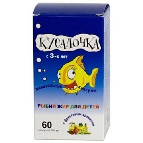 купить Кусалочка рыбий жир д/дет. жев. капс. 500мг №60