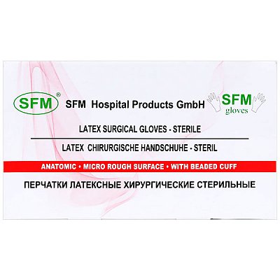 Перчатки хирургические SFM латексные стерильные неопудренные 7.5 50 пар
