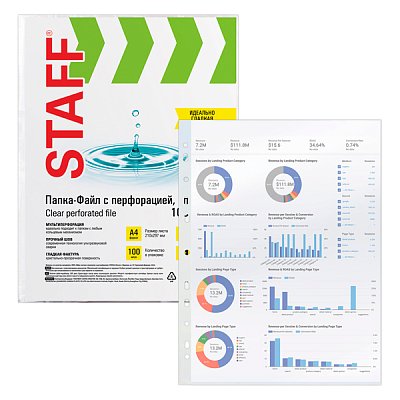 купить Папки-файлы перфорированные А4 STAFF Clear гладкие 25 мкм 100 шт