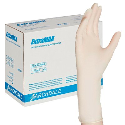купить Перчатки хирургические латексные EXTRAMax стерильные 9, 40 пар