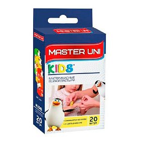 купить Лейкопластырь бактерицидный MASTER UNI KIDS на полимерной основе 56х19 мм 20 шт