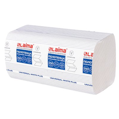 купить Полотенца бумажные 250шт.LAIMA(H3)UNIVERSAL WHITE PLUS,1-слойные,бел,КОМПЛЕКТ 15 пачек,23×23,V-слож