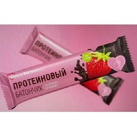 купить Батончик Протеиновый Сердце Континента Клубника в шокол глазури 40г