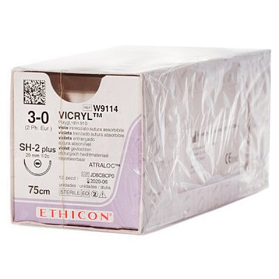 купить Викрил Ethicon W9114 3/0 75 см колющая игла 12 шт