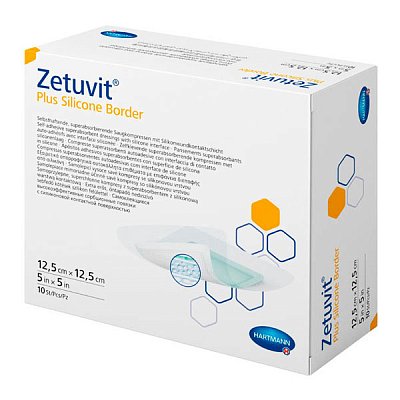 купить Повязка суперабсорбирующая Zetuvit Plus Silicone Border самоклеющаяся 12,5 х 12,5 см 10 шт