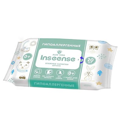 купить Салфетки влажные для детей Inseense с Aloe Vera 20 шт