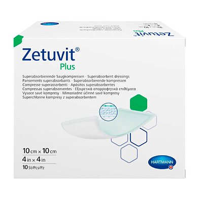 купить Повязка суперабсорбирующая Zetuvit Plus самоклеющаяся 10 х 10 см 10 шт